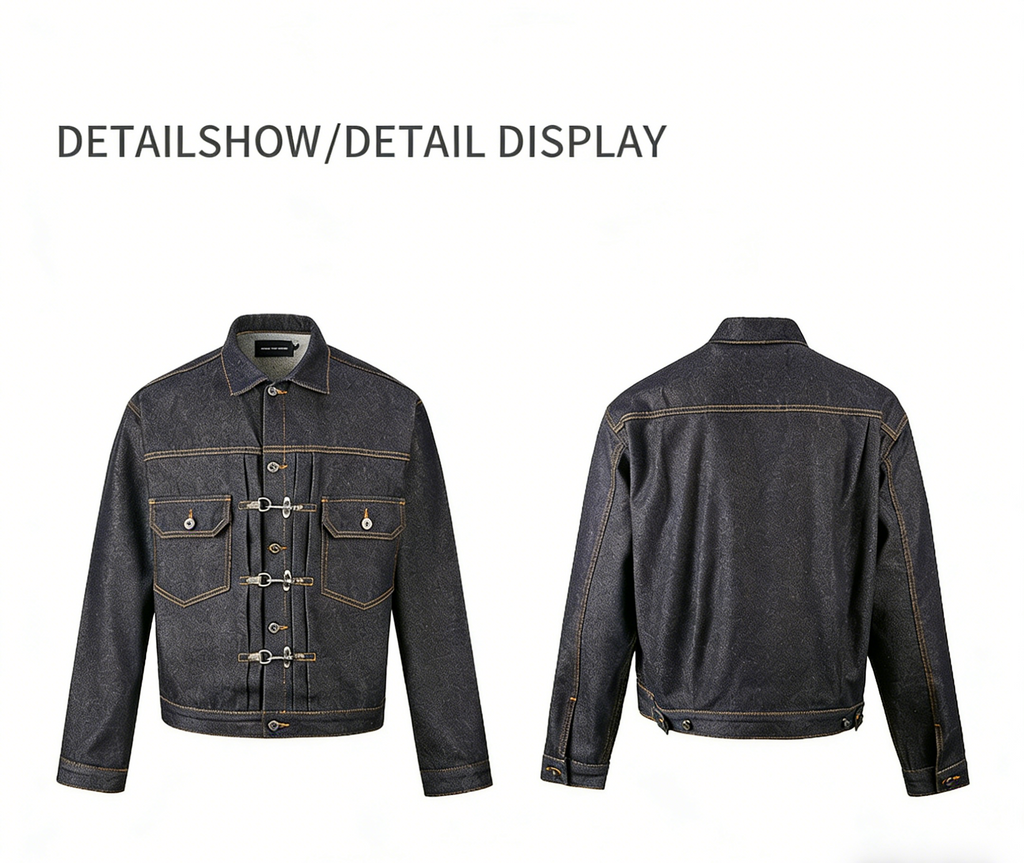 "Oriental Lock Heavy-Duty Denim Jacket"