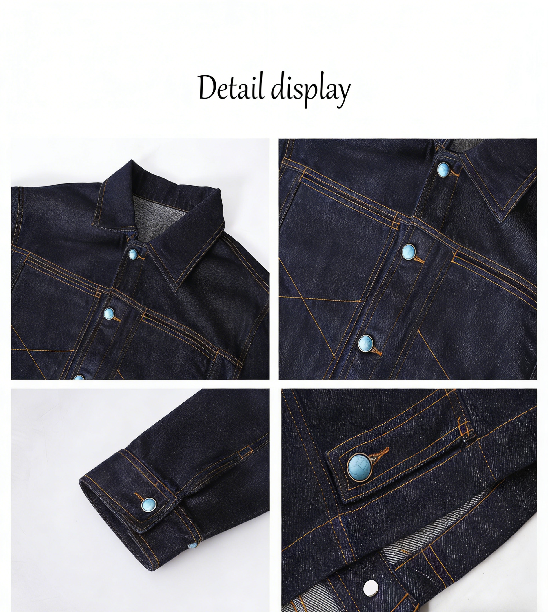 "Turquoise Sequence - Western Retro Denim Jacket"