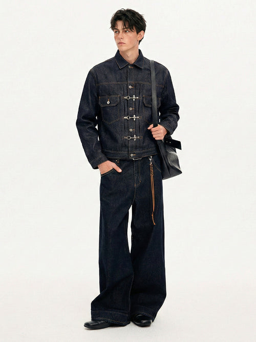 "Oriental Lock Heavy-Duty Denim Jacket"