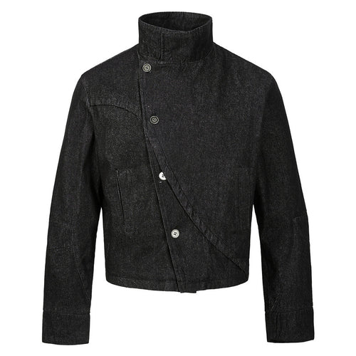 "Slanted Sequence - Dark Deconstructed Denim Jacket"