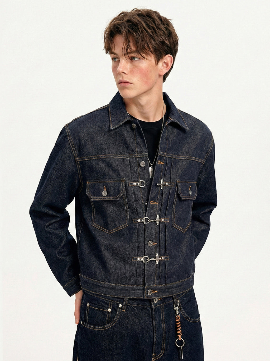 "Oriental Lock Heavy-Duty Denim Jacket"