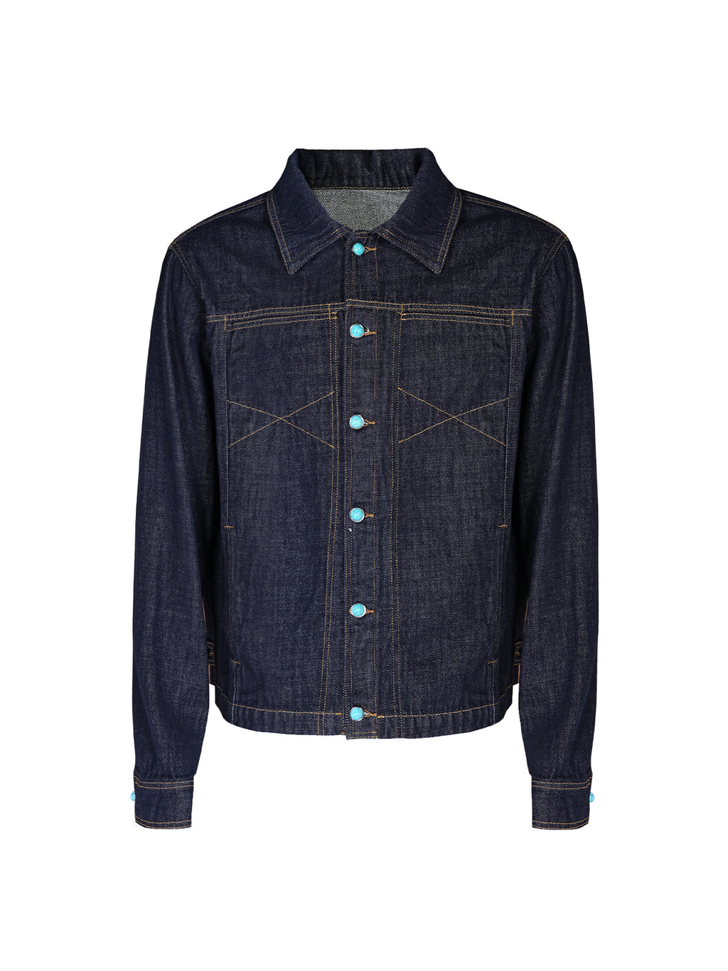 "Turquoise Sequence - Western Retro Denim Jacket"