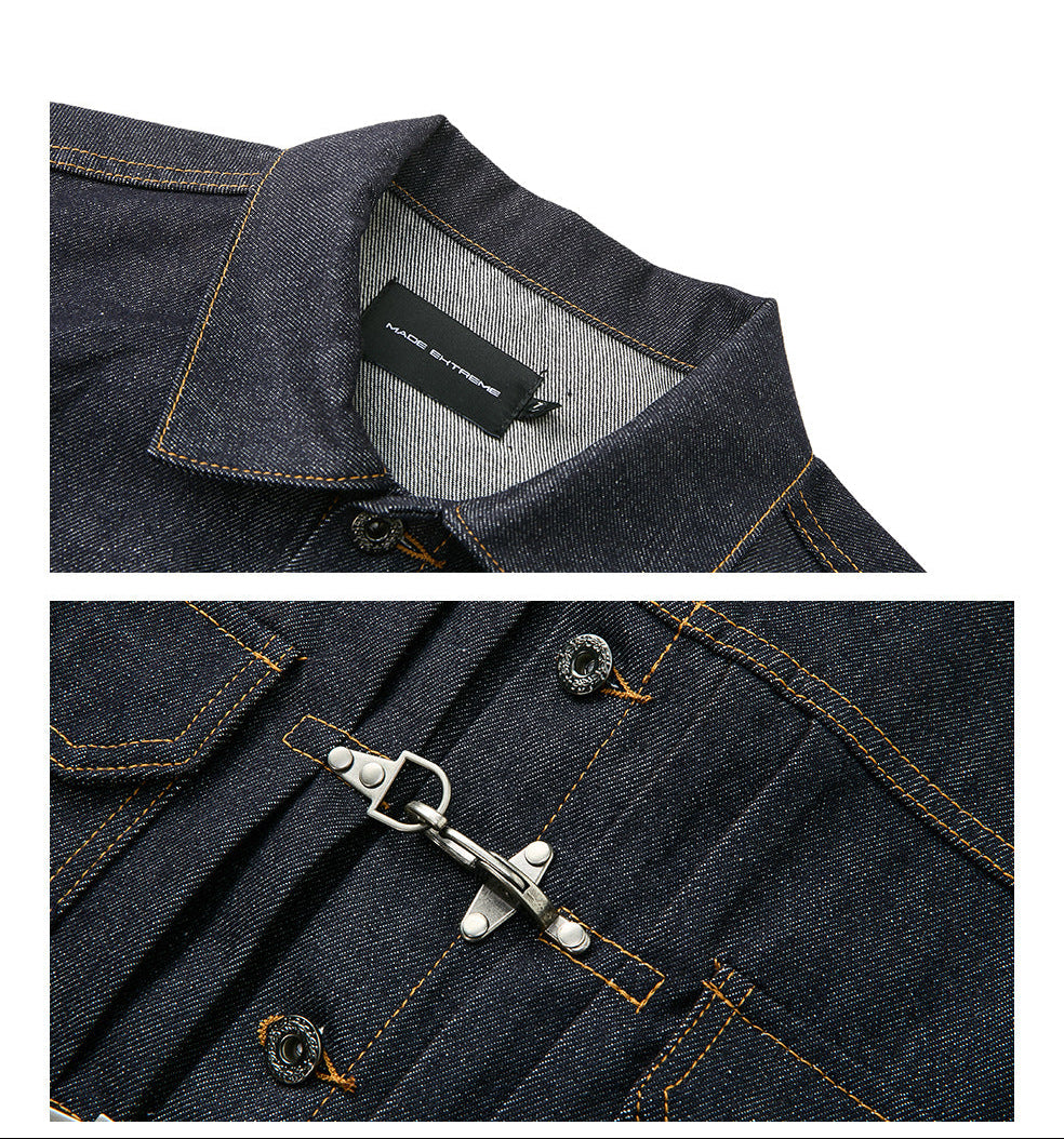"Oriental Lock Heavy-Duty Denim Jacket"