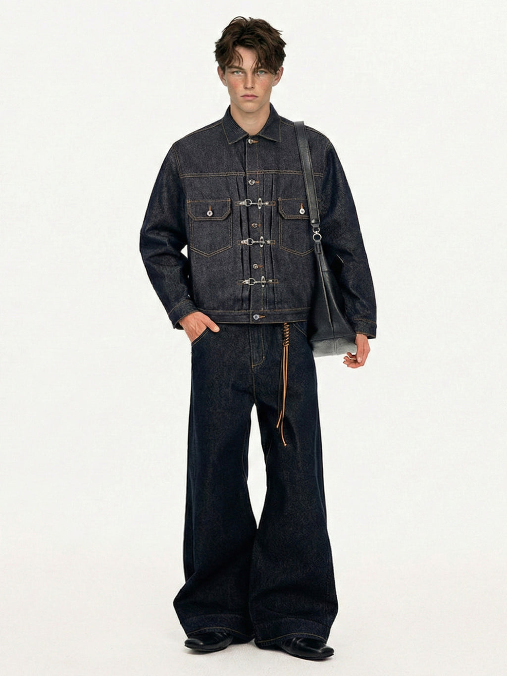 "Oriental Lock Heavy-Duty Denim Jacket"